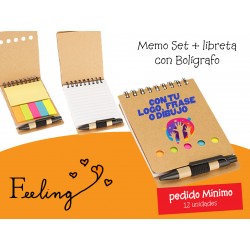 libreta + memoset+lapiz